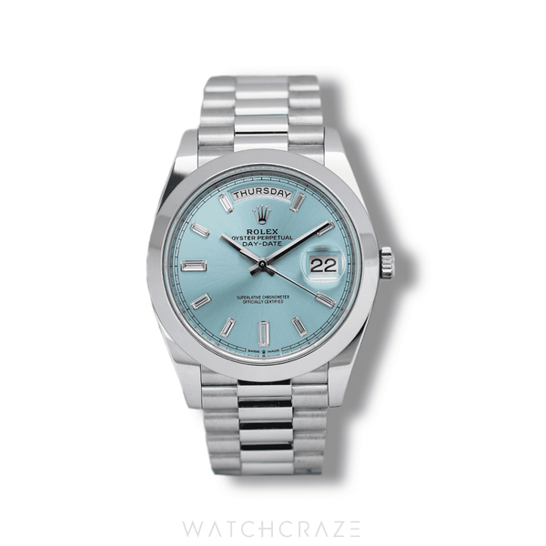 2022 ROLEX DAY-DATE PLATINUM ICE BLUE DIAL 40MM 228206
