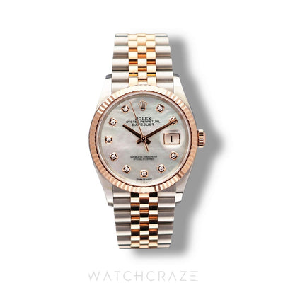 2022 ROLEX DATEJUST MOTHER OF PEARL DIAL DIAMOND MARKERS 36MM 126231