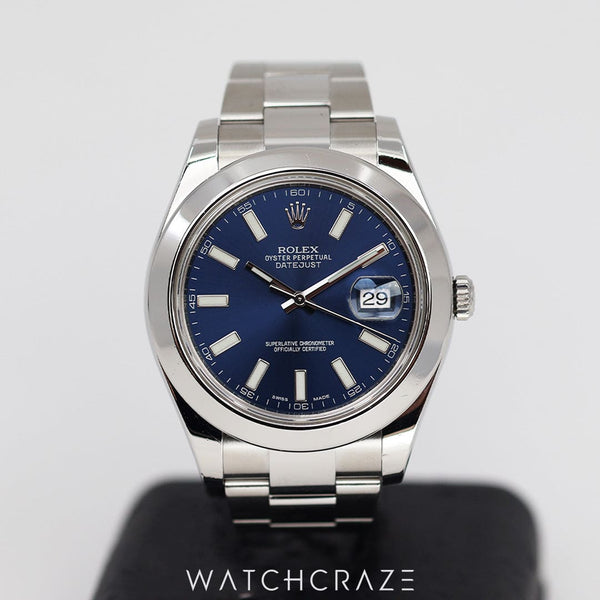 2014 ROLEX DATEJUST BLUE DIAL 41MM 116300 WATCHCRAZE 1800 118 228