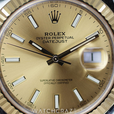 2024 ROLEX DATEJUST TWO TONE GOLD AND STEEL CHAMPAGNE DIAL 41MM 126333