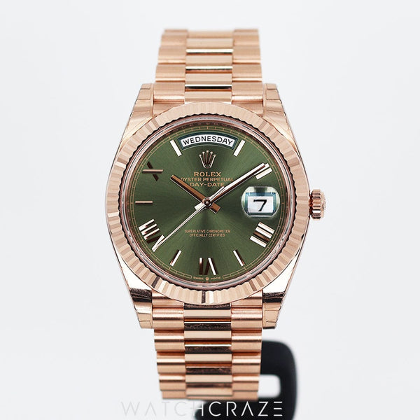 2023 ROLEX DAY-DATE ROSE GOLD OLIVE GREEN DIAL 40MM 228235