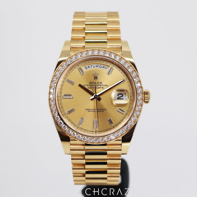 2022 ROLEX DAY-DATE YELLOW GOLD DIAMOND BEZEL 40MM 228348RBR