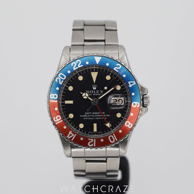 1972 ROLEX GMT MASTER "PEPSI" 40MM 1675 FULL SET