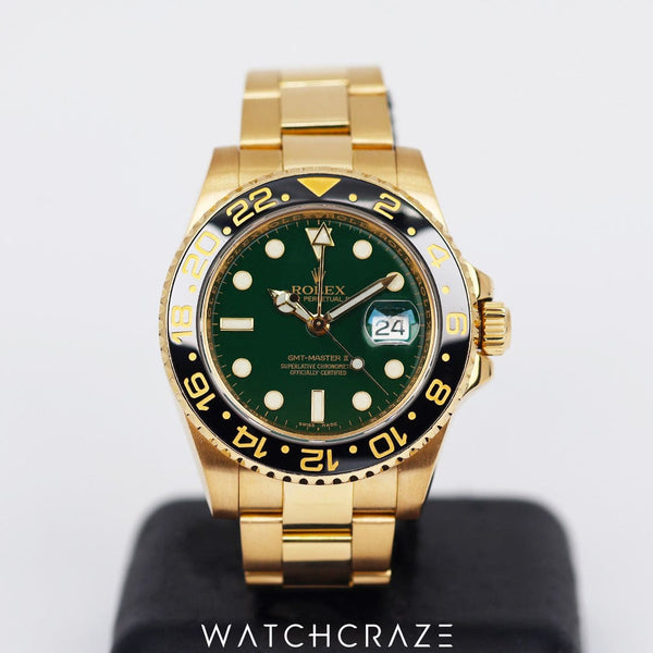 2011 ROLEX GMT MASTER II GREEN DIAL 40MM 116718LN WATCHCRAZE