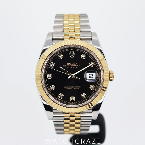 2022 ROLEX DATEJUST TWO TONE YELLOW GOLD AND STEEL BLACK DIAL 41MM 126
