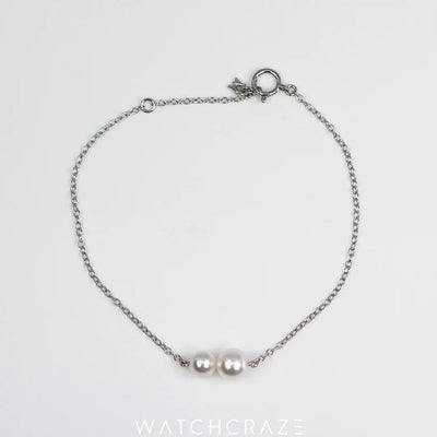 2024 MIKIMOTO STATION COLLECTION STATION DOUBLE AKOYA CULTURED PEARL 18K WHITE GOLD BRACELET MDQ10055AXXW