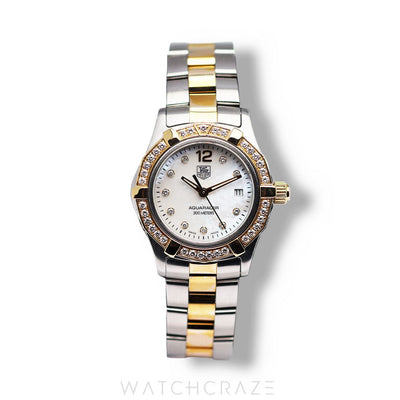 LADIES TAG HEUER AQUARACER TWO TONE YELLOW GOLD AND STEEL 26MM WAF1450.BB0825