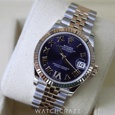 2023 ROLEX LADY-DATEJUST PURPLE AUBERGINE DIAL EVEROSE & OYSTERSTEEL DIAMOND MARKERS 31mm 278271