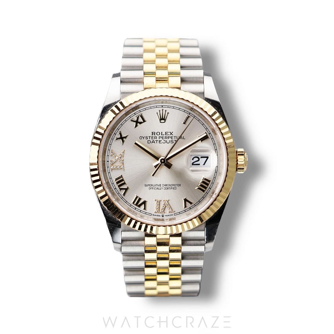 2022 ROLEX DATEJUST TWO TONE GOLD AND STEEL SILVER DIAL 36MM 126233