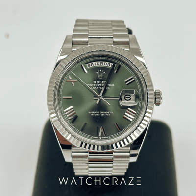2022 ROLEX DAY-DATE 40 WHITE GOLD OLIVE GREEN DIAL 228239