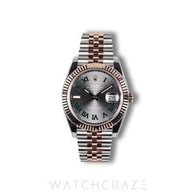 2024 ROLEX DATEJUST TWO TONE ROSE GOLD AND STEEL WIMBLEDON DIAL 41MM 126331