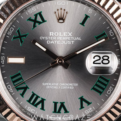 2024 ROLEX DATEJUST TWO TONE ROSE GOLD AND STEEL WIMBLEDON DIAL 41MM 126331