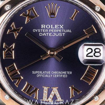 2020 ROLEX LADIES DATEJUST TWO TONE ROSE GOLD AND STEEL DIAMONDS BEZEL PURPLE DIAL 31MM 278341RBR