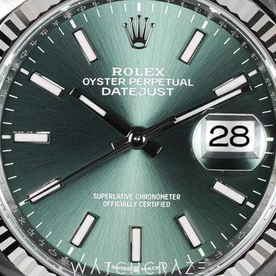 2026 ROLEX DATEJUST MINT GREEN DIAL 36MM JUBILEE 126234