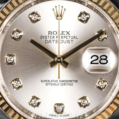 2017 ROLEX DATEJUST DIAMOND MARKER SILVER DIAL 36MM SUPER JUBILEE 116233