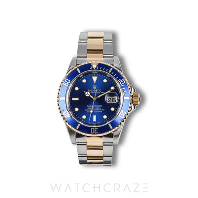 ROLEX SUBMARINER TWO TONE YELLOW GOLD AND STEEL BLUE DIAL "BLUESY" 40MM 11613LB
