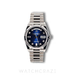 2022 ROLEX DAY-DATE WHITE GOLD BLUE DIAL DIAMOND MARKERS 36MM 128239 DAYDATE