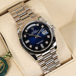 2022 ROLEX DAY-DATE WHITE GOLD BLUE DIAL DIAMOND MARKERS 36MM 128239 DAYDATE