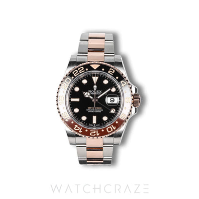 2022 ROLEX GMT-MASTER II TWO TONE ROSE GOLD AND STEEL BLACK DIAL 'ROOTBEER' 40MM 126711CHNR