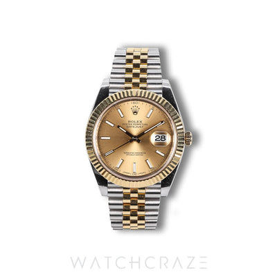 2018 ROLEX DATEJUST TWO TONE YELLOW GOLD AND STEEL CHAMPAGNE DIAL 41MM 126333
