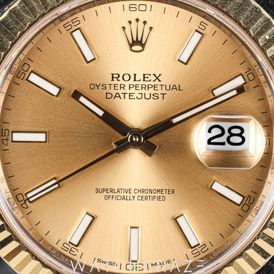 2018 ROLEX DATEJUST TWO TONE YELLOW GOLD AND STEEL CHAMPAGNE DIAL 41MM 126333