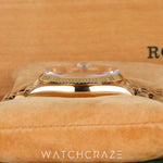 ROLEX DATEJUST YELLOW GOLD GREEN SUNBURST DIAL DIAMOND INDICATORS 36MM 16018 (Aftermarket dial / Aftermarket glass / Aftermarket bracelet)