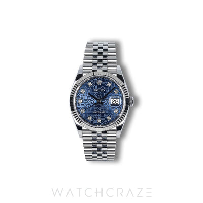 2022 ROLEX DATEJUST BLUE DIAL DIAMOND MARKERS 36MM 126234