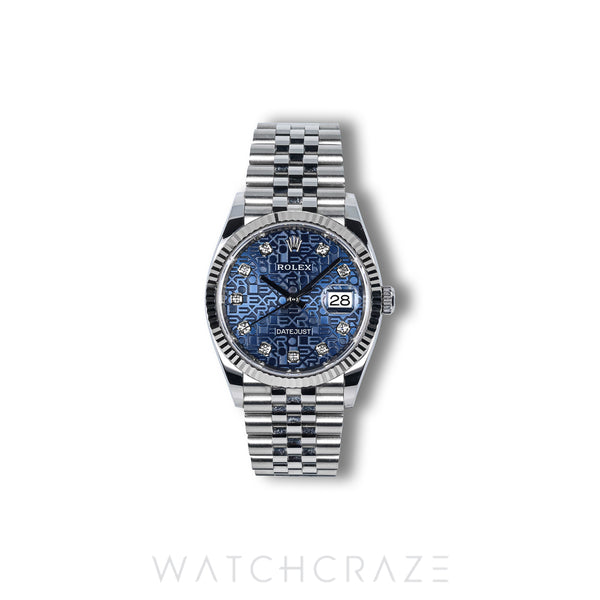 2022 ROLEX DATEJUST BLUE DIAL DIAMOND MARKERS 36MM 126234