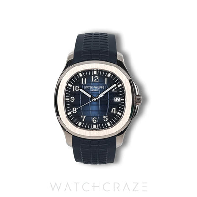 2025 PATEK PHILIPPE AQUANAUT WHITE GOLD BLUE DIAL 42MM 5168G