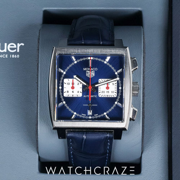 2020 TAG HEUER MONACO CHRONOGRAPH BLUE DIAL SQUARE CASE 39MM
