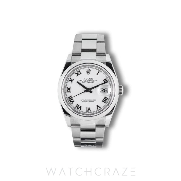 2025 ROLEX DATEJUST WHITE ROMAN DIAL 36MM 126200