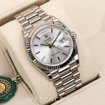 2025 ROLEX DAY-DATE WHITE GOLD SILVER DIAL 36MM 128239