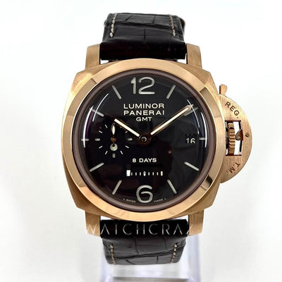 2008 PANERAI LUMINOR GMT 8 DAYS PAM00289 ROSE GOLD 44MM - WatchCraze.com.au