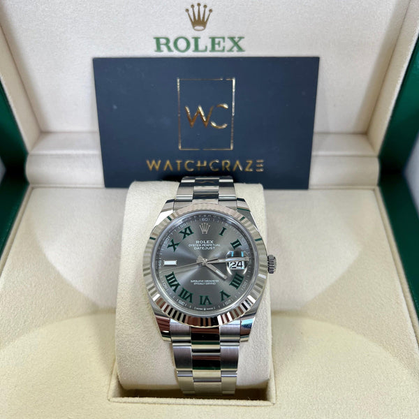 ROLEX DATEJUST 41MM WIMBLEDON DIAL FLUTED BEZEL 126334