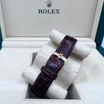 ROLEX CELLINI 18K YELLOW GOLD BROWN LEATHER STRAP CIRCA 1990s - WatchCraze.com.au