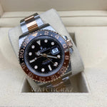 2022 ROLEX GMT MASTER II ROOTBEER ROLESOR EVEROSE & OYSTERSTEEL 40MM 126711CHNR - WatchCraze.com.au