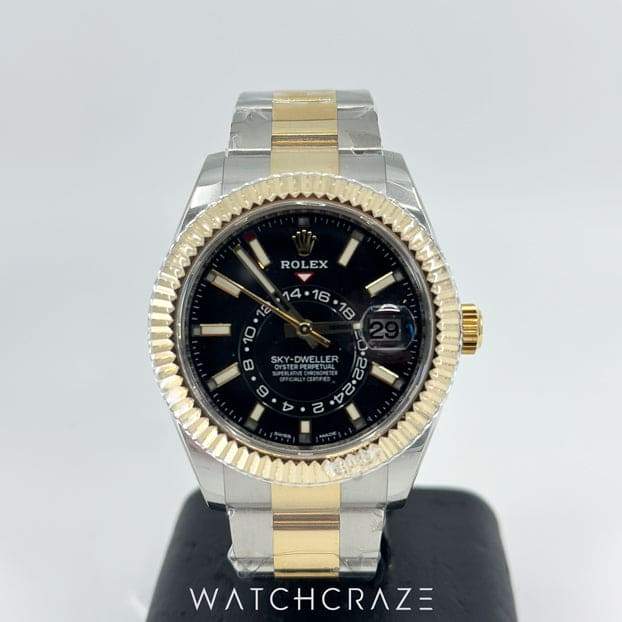 2020 ROLEX SKY-DWELLER TWO TONE BLACK DIAL 326933