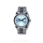 2026 ROLEX DAY-DATE PLATINUM ICE BLUE BAGUETTE DIAL 40MM 228236