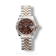 2021 ROLEX DATEJUST TWO TONE ROSE GOLD AND STEEL CHOCOLATE DIAL 28MM 279171