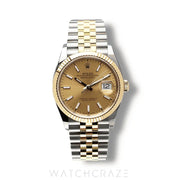 2024 ROLEX DATEJUST TWO TONE YELLOW GOLD AND STEEL CHAMPGANE DIAL 36MM 126233