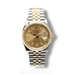 2024 ROLEX DATEJUST TWO TONE YELLOW GOLD AND STEEL CHAMPGANE DIAL 36MM 126233