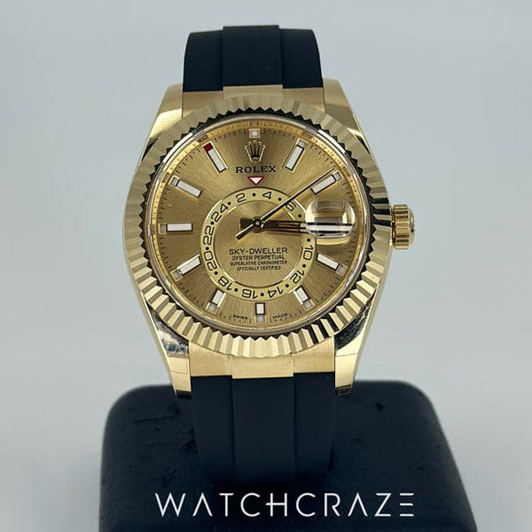 2023 ROLEX SKY-DWELLER CHAMPAGNE DIAL OYSTERFLEX 326238