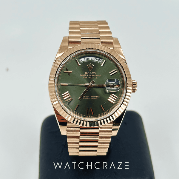 2022 ROLEX DAY-DATE 40 ROSE GOLD OLIVE GREEN DIAL 228236