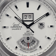 2009 TAG HEUER GRAND CARRERA GMT WHITE DIAL 43MM WAV5112FC