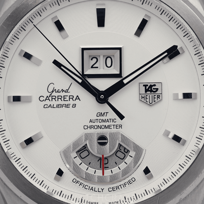 2009 TAG HEUER GRAND CARERRA GMT WHITE DIAL 43MM WAV5112FC