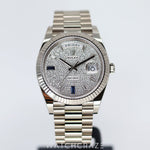 2023 ROLEX DAY-DATE PRESIDENT WHITE GOLD DIAMOND PAVE SAPPHIRES DIAL 40MM 228239
