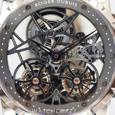 2012 ROGER DUBUIS EXCALIBUR DOUBLE FLYING TOURBILLON WHITE GOLD 45MM RDDBEX0281