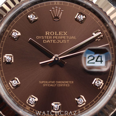 2022 ROLEX DATEJUST CHOCOLATE DIAL 41MM 126331 DIAMOND MARKERS
