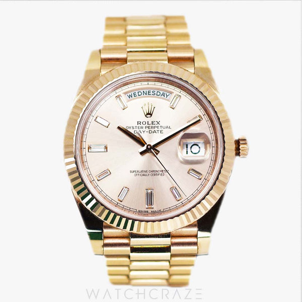 2017 ROLEX DAY-DATE SUNDUST DIAL DIAMOND MARKERS 40MM 228235