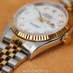 1999 ROLEX DATEJUST TWO-TONE GOLD WHITE DIAL 36MM 16233